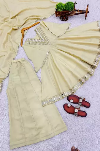  off white mirror sharara suit
