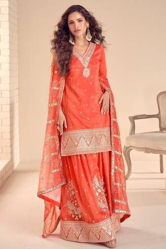  cosmos silk with sequin embroidered work palazzo set