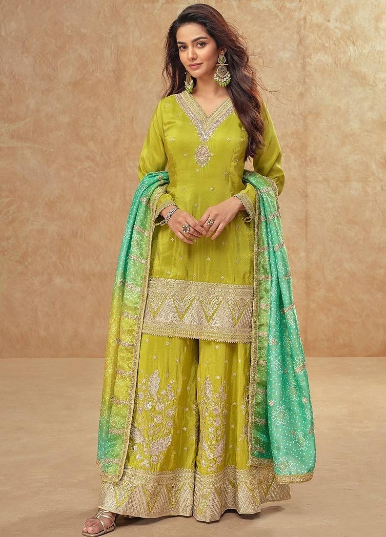  cosmos silk with sequin embroidered work palazzo set