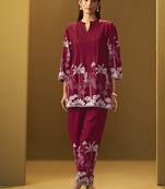 Red printred rayon co-ord set