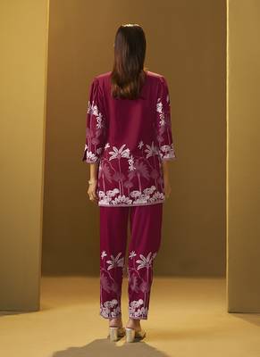 Red printred rayon co-ord set 2