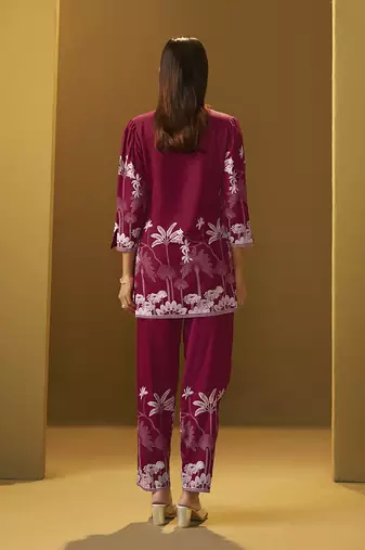 Red printred rayon co-ord set
