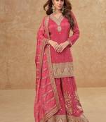  cosmos silk with sequin embroidered work palazzo set