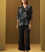 Black printred viscose rayon co-ord set