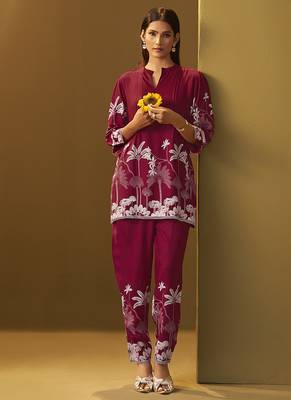 Red printred rayon co-ord set 5