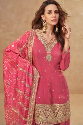  cosmos silk with sequin embroidered work palazzo set