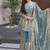 Sea green satin with embroidered mirror work palazzo set