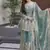Sea green satin with embroidered mirror work palazzo set