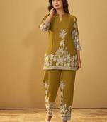 Mustard printred rayon co-ord set
