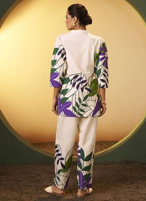 Off-white floral printed pure cotton co-ord set 2
