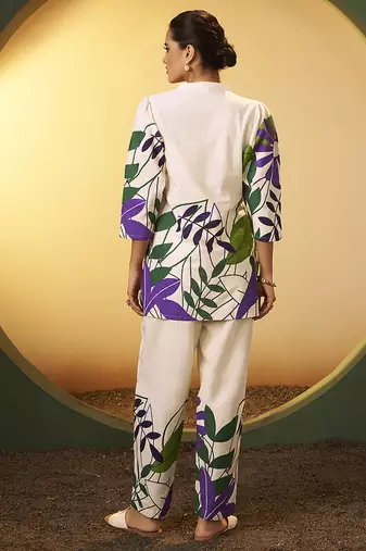 Off-white floral printed pure cotton co-ord set