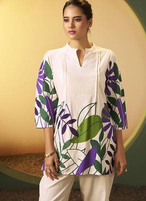 Off-white floral printed pure cotton co-ord set 4
