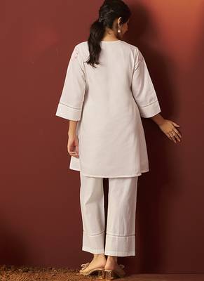 Off-white embroidered pure cotton co-ord set 2