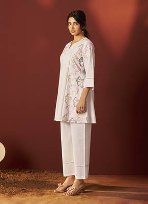 Off-white embroidered pure cotton co-ord set 3