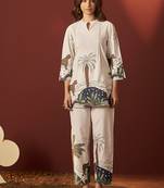 Off-white printred pure cotton co-ord set