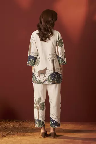 Off-white printred pure cotton co-ord set
