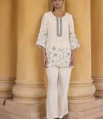 Off-white embroidered roman silk co-ord set