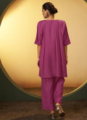 Light pink embroidered roman silk co-ord set 2