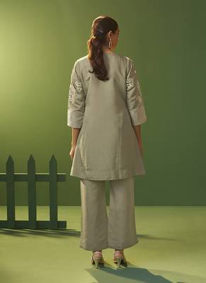 Grey embroidered roman silk co-ord set 2