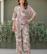 Multicolor & rust foil printed viscose rayon co-ord set