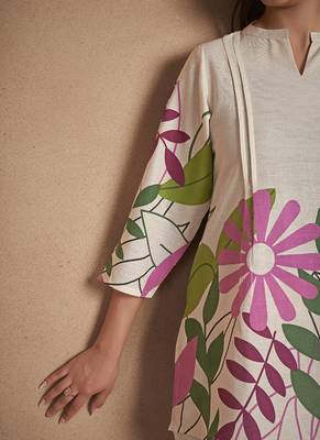 Off-white floral printed pure cotton / pocket included co-ord set 5
