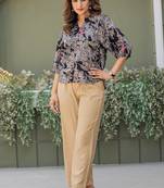 Multicolor & black foil printed viscose rayon co-ord set