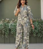 Multicolor & grey foil printed viscose rayon co-ord set