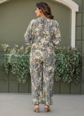 Multicolor & grey foil printed viscose rayon co-ord set 2