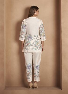 White floral printed pure cotton co-ord set 2