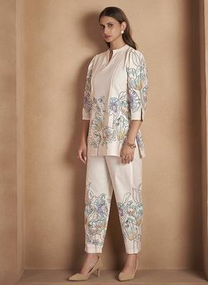 White floral printed pure cotton co-ord set 3