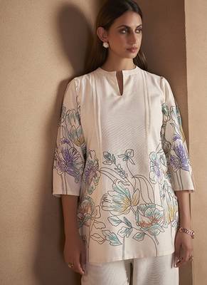 White floral printed pure cotton co-ord set 4
