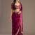 Astonishing Maroon Embroidered Tissue Silk Wedding Wear Saree With Blouse