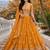 mustard orange embroidered crush silk lehenga choli