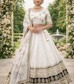 white & ivory silk lehenga choli