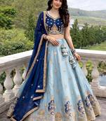 sky blue faux georgette lehenga choli