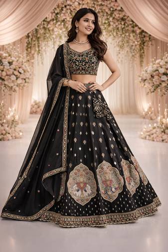 black georgette lehenga choli