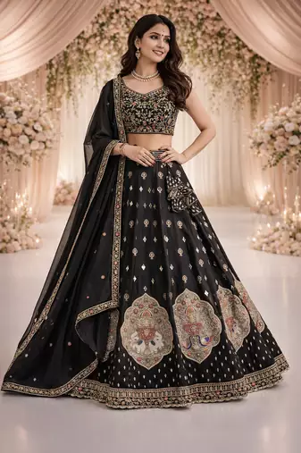 black georgette lehenga choli