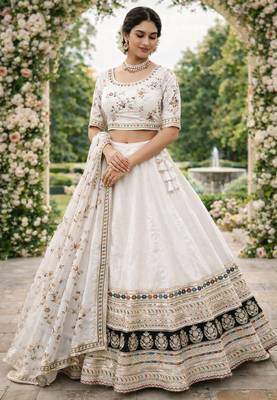 white & ivory silk lehenga choli 2