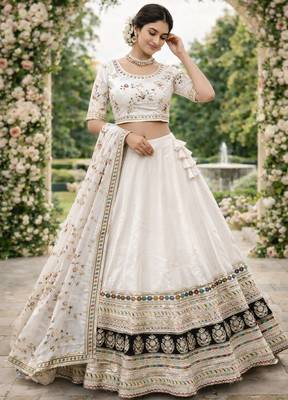 white & ivory silk lehenga choli 3
