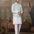 White green silk real mirror with thread embroidered work wedding festival party wear straight kurta with jacke and pant