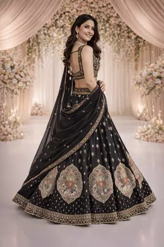 black georgette lehenga choli