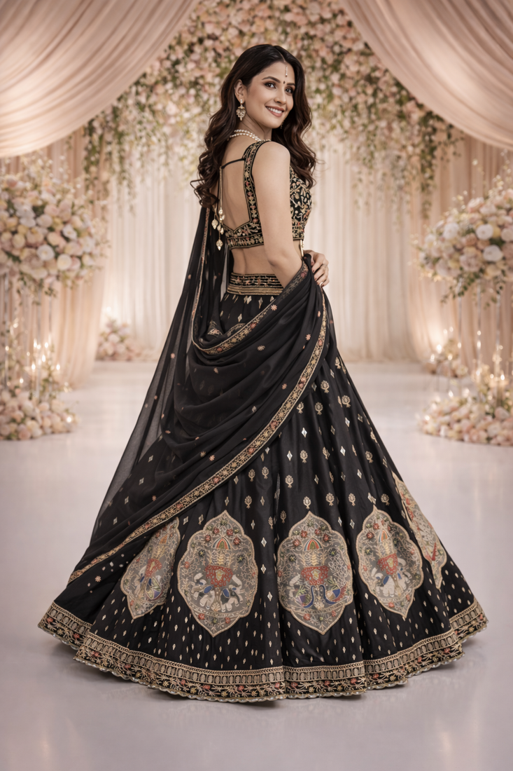black georgette lehenga choli