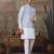 White blue silk real mirror with thread embroidered work wedding festival party wear straight kurta with jacke and pant