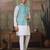 White turquoise silk real mirror with thread embroidered work festival party wear straight kurta with jacke and pant