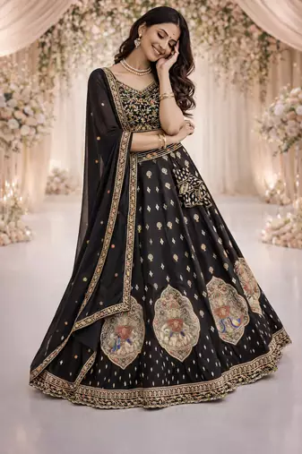 black georgette lehenga choli