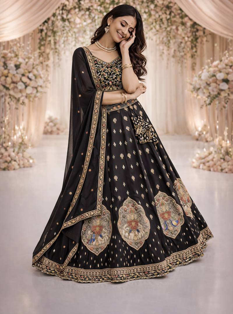 black georgette lehenga choli