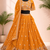 mustard orange embroidered crush silk lehenga choli