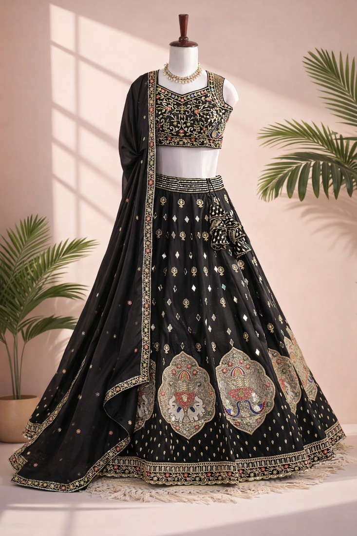black georgette lehenga choli