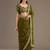 Charming Olive Green Embroidered Tissue Silk Mehendi Wear Saree With Blouse