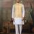 White yellow silk real mirror with thread embroidered work festival party wear straight kurta with jacke and pant